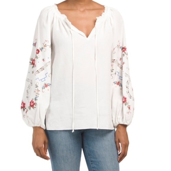 NWOT Kobi Halperin Krissy Floral Embroidered Blouse Medium - Picture 1 of 4